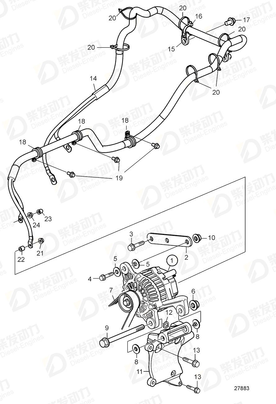 VOLVO Cable harness 21915982 Drawing